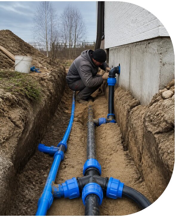 Монтаж наружного водопровода на участке под ключ в Краснотурьинске